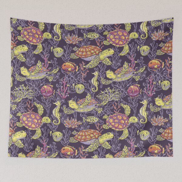 Item preview, Turtles Fishes Coral Pattern designed and sold by SweetThreads79.