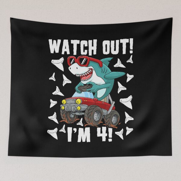 Item preview, Watch Out Im 4 Kids 4 Years Old 4th Birthday Shark Monster Truck Gamer designed and sold by PerkinsAarav.