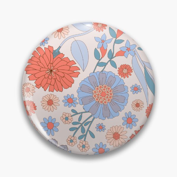 Item preview, Colorful Flower Summer Garden Pastel Blue Orange designed and sold by Happy  People Prints.