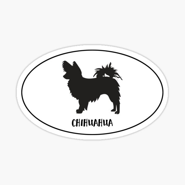 Item preview, Long Haired Chihuahua Toy Breed Dog Classic Black Silhouette in Oval designed and sold by TriPodDogDesign.