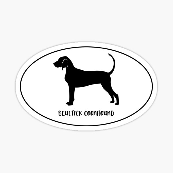 Bluetick Coonhound Dog Breed Classic Black Silhouette in Oval Sticker