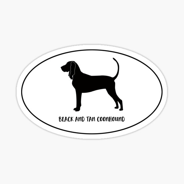 Black and Tan Coonhound Dog Classic Black Silhouette in Oval Sticker