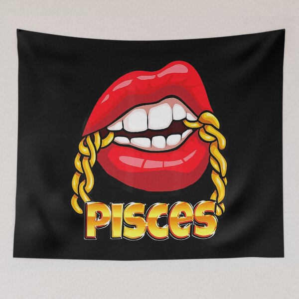 Item preview, Black Queen Birthday Red Lips Chain Pisces Zodiac Sign designed and sold by shannange.