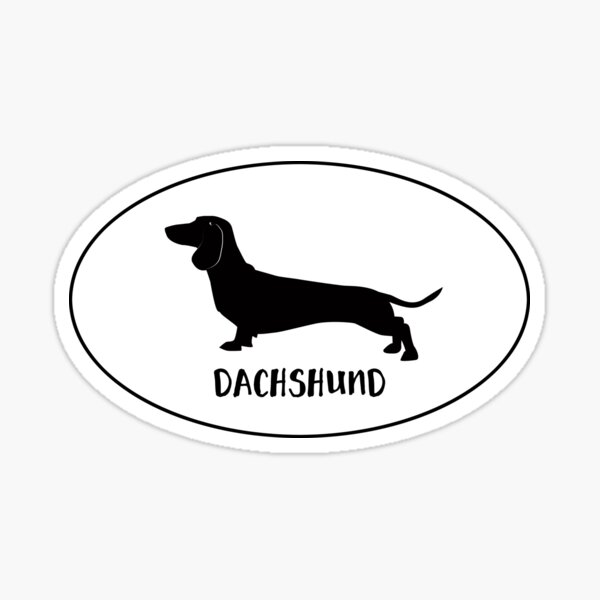 Dachshund Dog Breed Classic Black Silhouette in Oval Sticker