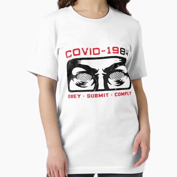 Aperçu de l'œuvre Drôle Covid Obéir Se conformer Rétro Vintage créée et vendue par blackspiderkid.