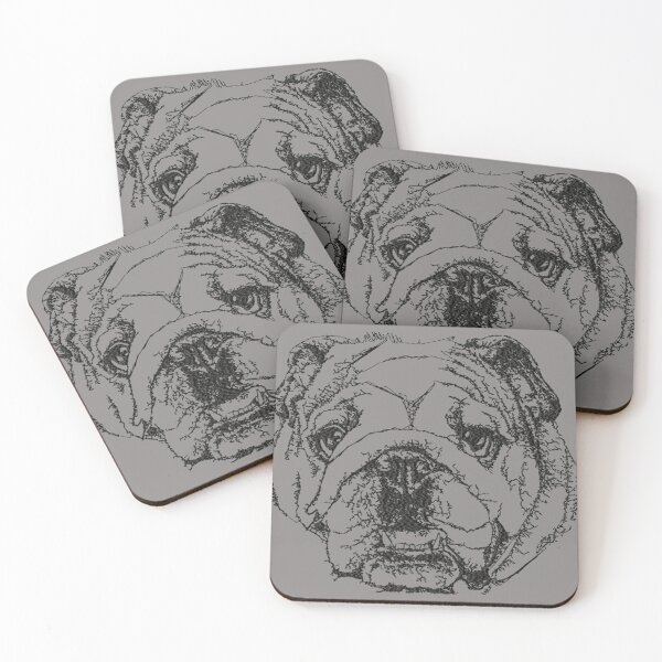 Item preview,  Machine Embroidery, Monochrome Embroidered Bulldog, Cute Bulldog For Dog Lover, Stitch crafting, unique embroidered art designed and sold by RudolphBarnard.