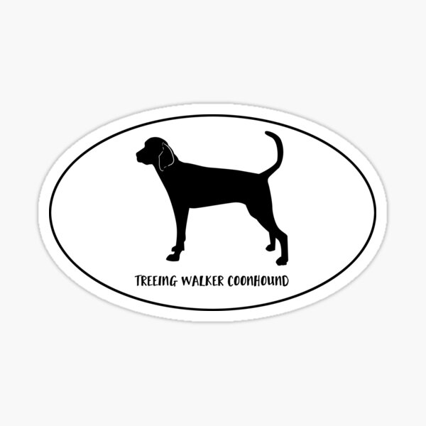 Treeing Walker Coonhound Dog Breed Classic Black Silhouette in Oval Sticker