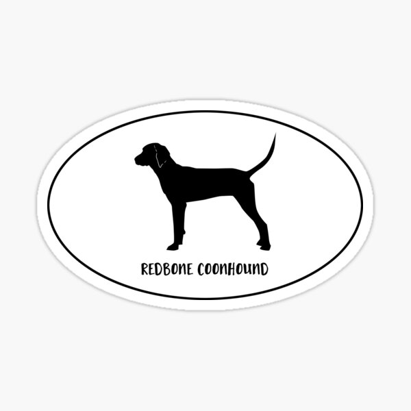 Redbone Coonhound Dog Breed Classic Black Silhouette in Oval Sticker
