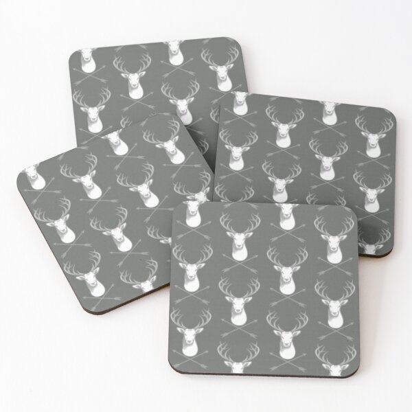 Item preview, White on grey stag designed and sold by Ashtreemeadow.