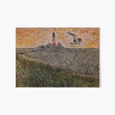 Westerhever lighthouse sunset Art Board Print