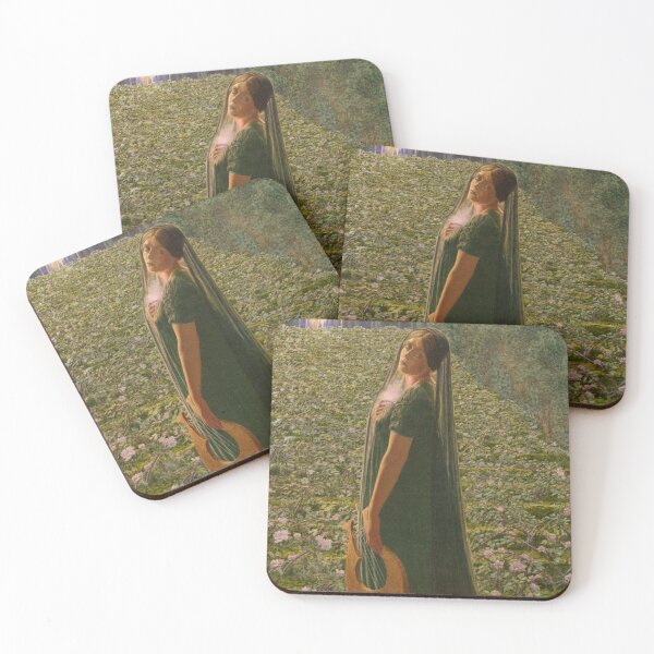 Item preview, Vintage art medieval female harp player designed and sold by Vintage Designs +.