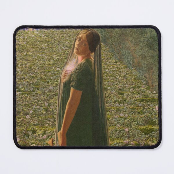 Item preview, Vintage art medieval female harp player designed and sold by Vintage Designs +.