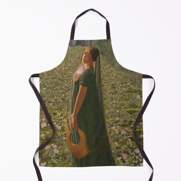 Item preview, Vintage art medieval female harp player designed and sold by Vintage Designs +.
