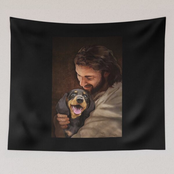 Item preview, Jesús abrazando a Dachshund - para amantes de Dachshund designed and sold by AleehaZenger.