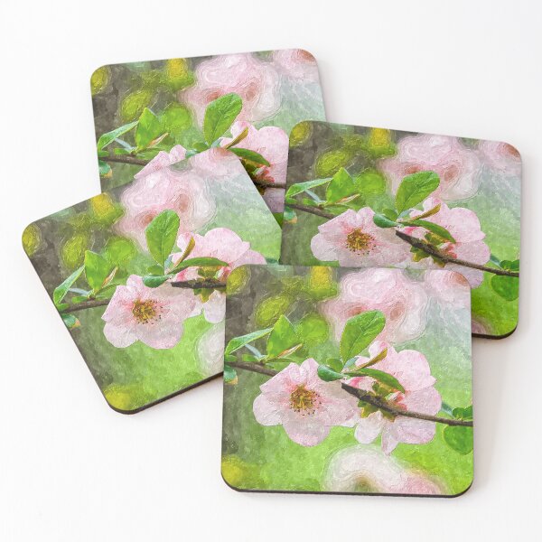 Item preview, Pink Quince Blossoms Branch Painterly designed and sold by mljdwhite.