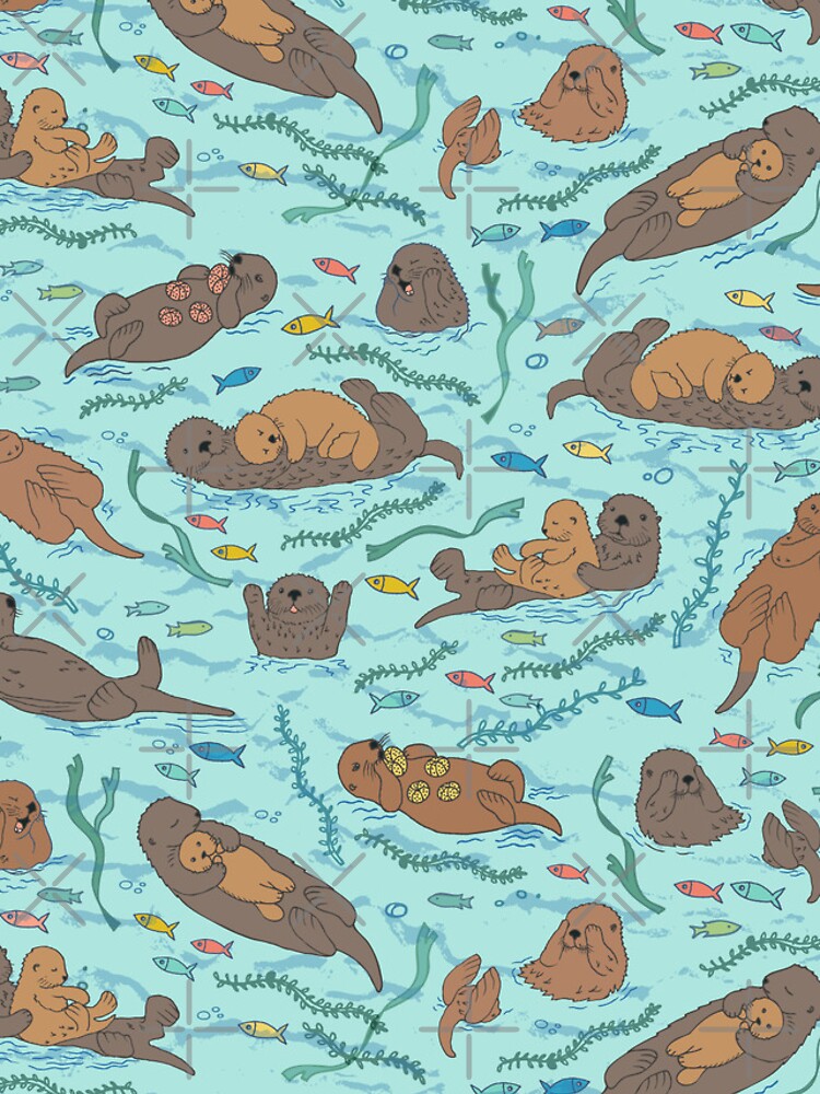 Sea Otters - cute animal pattern by Cecca Designs by Cecca-Designs