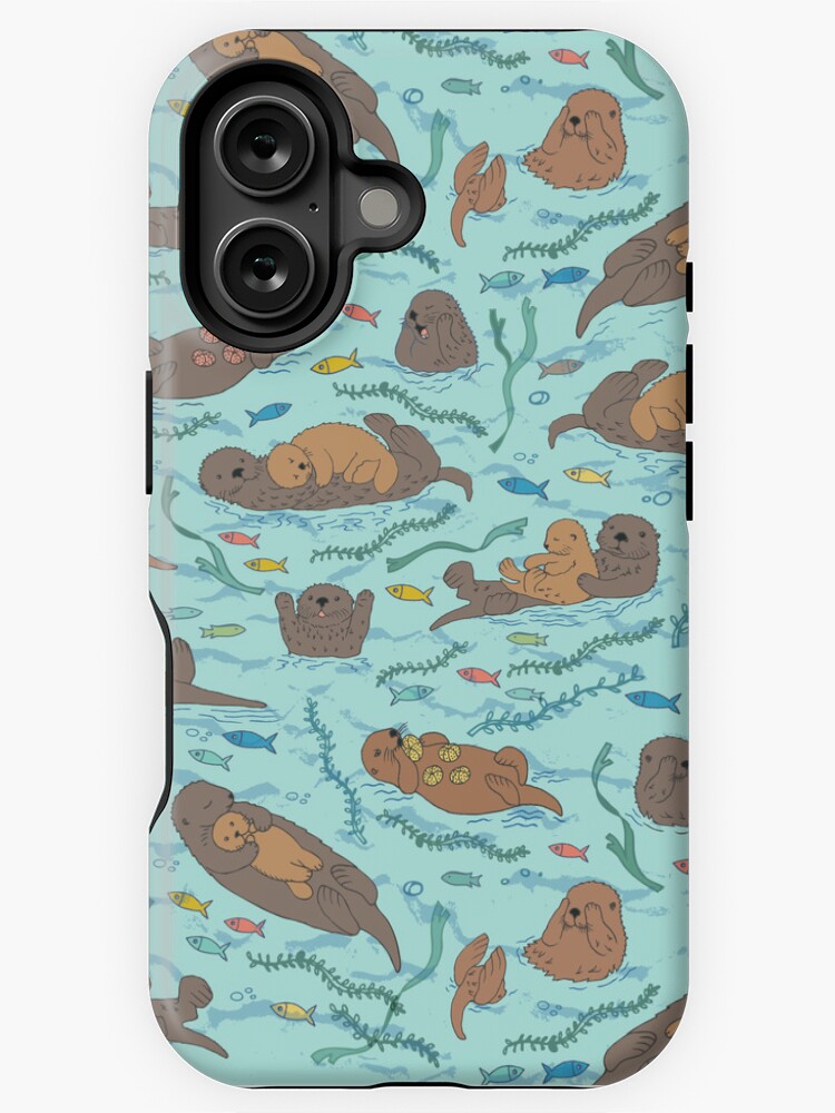 Thumbnail 1 of 4, iPhone Case, Sea Otters - cute animal pattern by Cecca Designs designed and sold by Cecca-Designs.