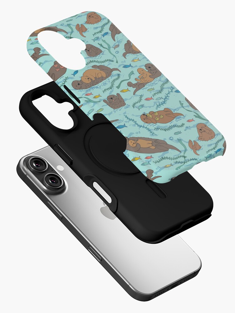 Thumbnail 2 of 4, iPhone Case, Sea Otters - cute animal pattern by Cecca Designs designed and sold by Cecca-Designs.