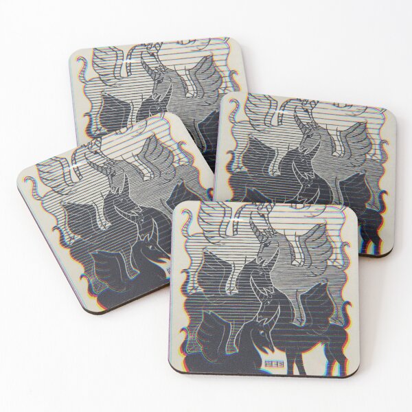 Item preview, Escher - Unicorns - New Year's Greeting Card designed and sold by NicoletaDesigns.