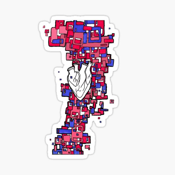 Pixel Heart pink valentine design Sticker