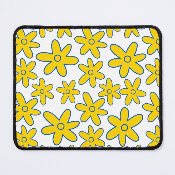 Item preview, cute retro blue and yellow peace flowers designed and sold by Preppy Aesthetic Designs.