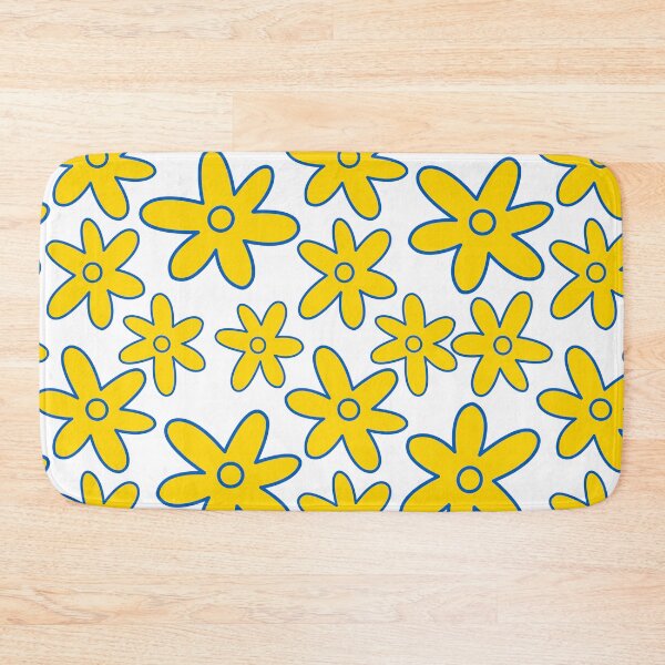 Item preview, cute retro blue and yellow peace flowers designed and sold by Preppy Aesthetic Designs.
