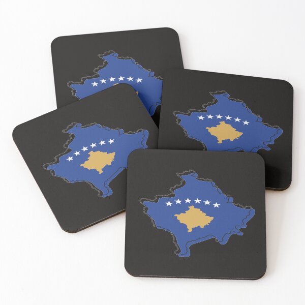 Item preview, Stylized outline map of Kosovo Flag designed and sold by FunZoo.