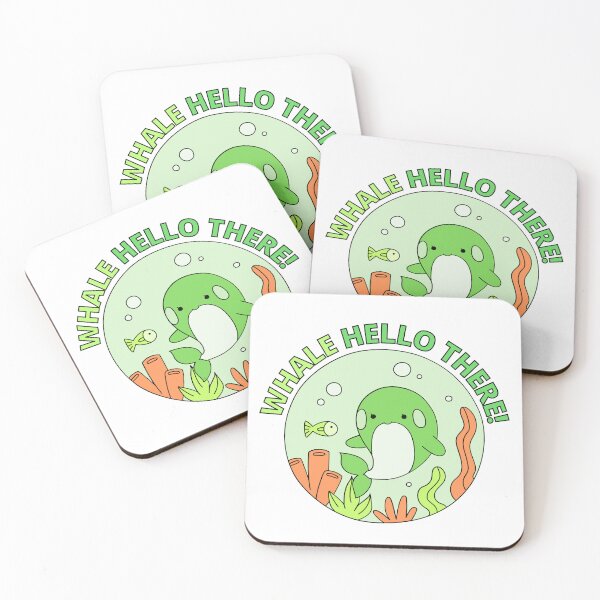Item preview, Whale Hello There - Cute Cartoon Light Green Orca Whale Pack of 6s designed and sold by Cawaiico.