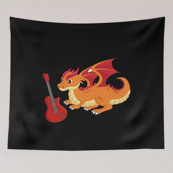 Item preview, Dragon Playing Electric guitar ,Funny Good Dragon Electric guitar Lovers Orange Design designed and sold by pedrored369.
