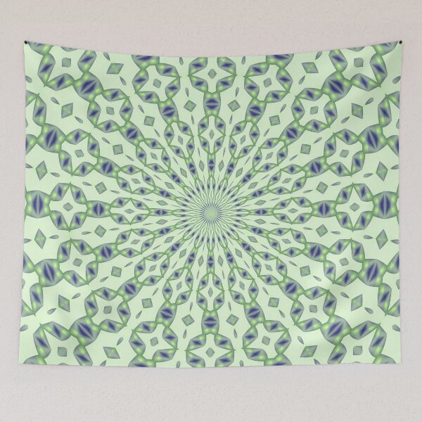 Item preview, Radial Pattern In Blue and Pale Green On Buff White designed and sold by taiche.