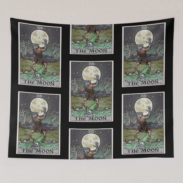 Item preview, The Moon Howling Werewolf XVIII Tarot Card designed and sold by Afton Mann.