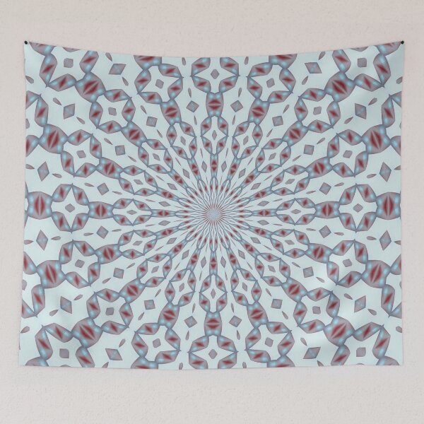 Item preview, Radial Pattern In Blue and Red On Buff White designed and sold by taiche.