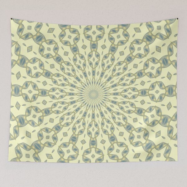 Item preview, Radial Pattern In Blue and Pale Yellow On White designed and sold by taiche.