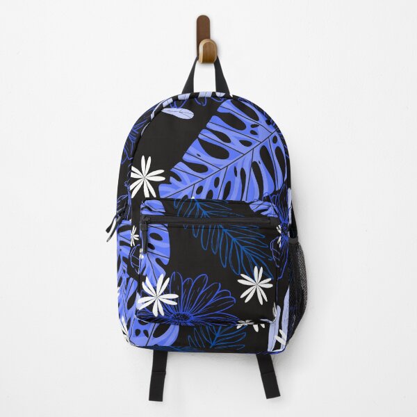Item preview, Black Flowers and Leaves (blue) designed and sold by Dorina Larsdotter.