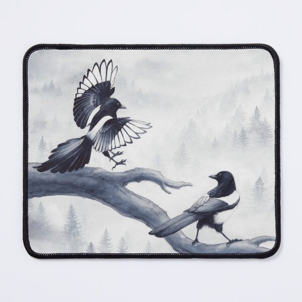 Item preview, Two magpies in a misty forest designed and sold by VictorineArt.
