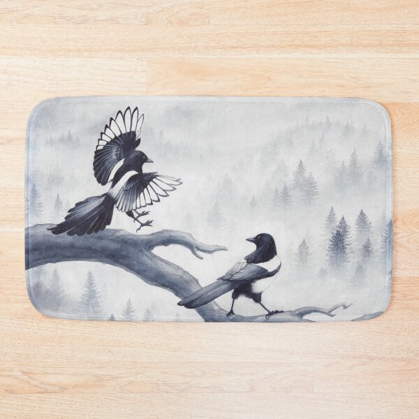 Item preview, Two magpies in a misty forest designed and sold by VictorineArt.