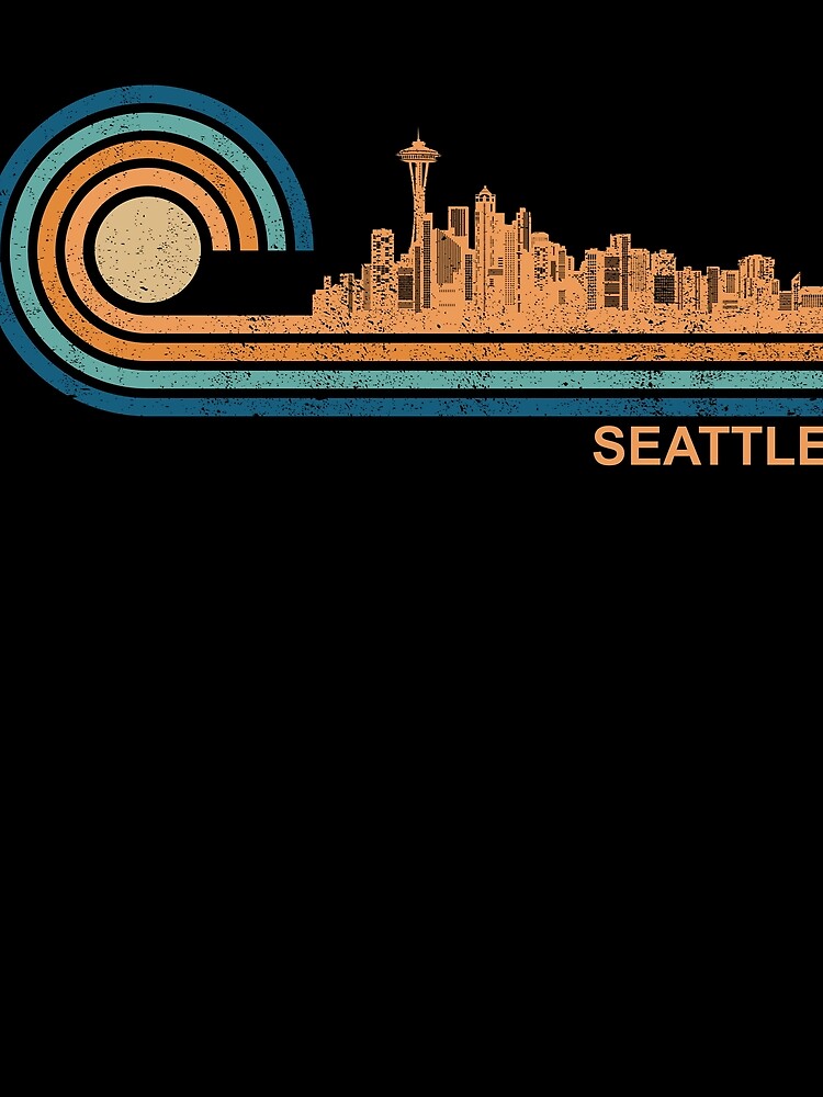 Thumbnail 3 von 3, Tuch, Seattle Skyline Retro Seattle Fan Washington Skyline Seattle Gear designt und verkauft von DynamicDesign.