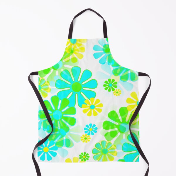 Item preview, 60's Retro Groovy Mod Flowers in Blue, Green and Yellow designed and sold by MellowCat.