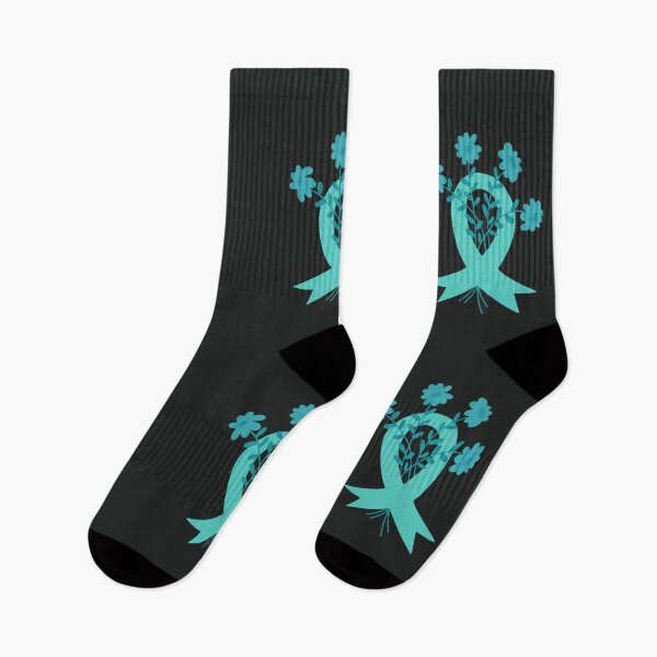 Item preview, Awareness Teal Ribbon With Flowers designed and sold by MJDezigns.