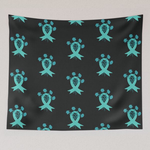Item preview, Awareness Teal Ribbon With Flowers designed and sold by MJDezigns.