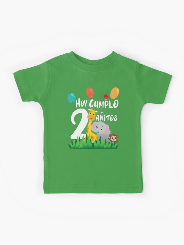 Imagen 1 de 2, Camiseta para niños con la obra HOY CUMPLO 2 AÑOS cumpleaños para niños con los animales de la selva, diseñada y vendida por Giuraf.