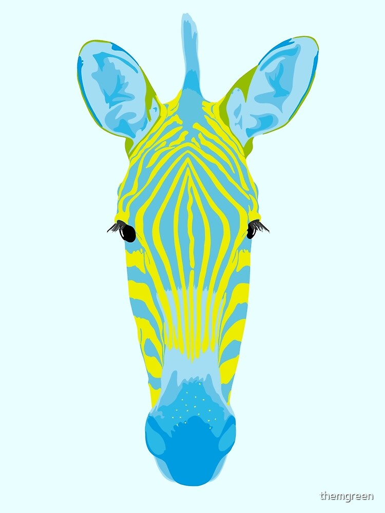 "Blue & Green Zebra Face" Poster for Sale by themgreen Redbubble