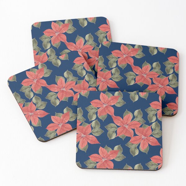 Item preview, Vintage Watercolor Poinsettias Pattern designed and sold by HildegunStudio.