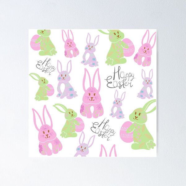Item preview, Happy pastel Easter bunnies white designed and sold by ninachax.