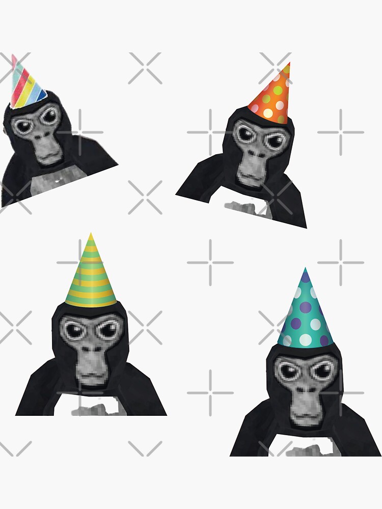 "Gorilla Tag Gorilla with Party Hat Sticker Pack" Sticker by BTCMOON