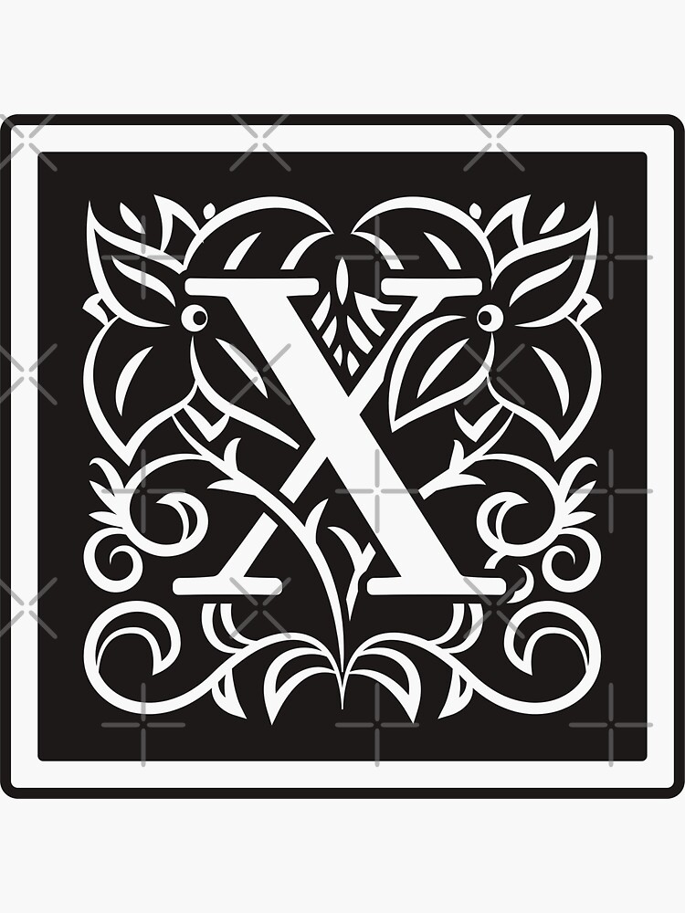"Art Nouveau Letter X, Monogram Letter Ornament, Ornamental Letter X