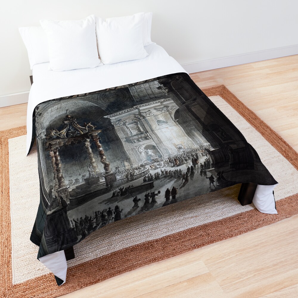 Illumination of the Cross in St. Peter's on Good Friday by Francesco Piranesi - A Miracle Witnessed 2 Illumination of the Cross in St. Peter's on Good Friday by Francesco Piranesi Remastered Xzendor7 Classical Art Old Masters Reproductions Comforter