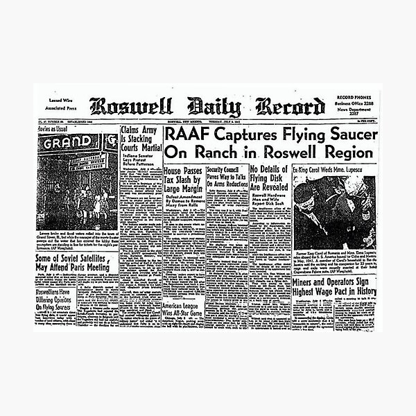 Item preview, Roswell UFO Crash news - July 8,1947 designed and sold by TeaMugPhrases.
