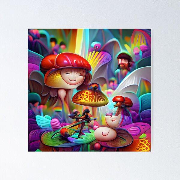 Item preview, Mushrooms and Fairies  -- Adventure Cartoony Bright Colorful  designed and sold by glitchman2.