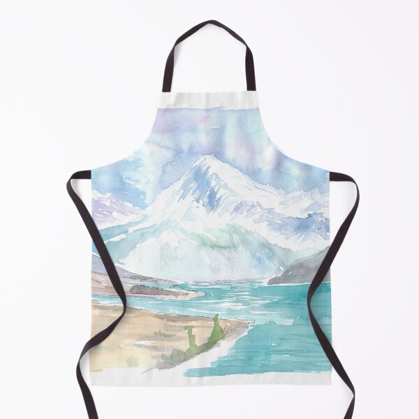 Item preview, New Zealand Watercolor Landscape with Lake and Mountains designed and sold by artshop77.